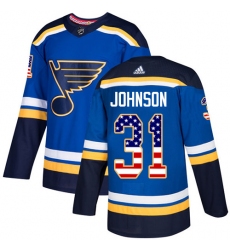 Youth Adidas St. Louis Blues #31 Chad Johnson Authentic Blue USA Flag Fashion NHL Jersey
