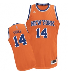 Women's Adidas New York Knicks #14 Allonzo Trier Swingman Orange Alternate NBA Jersey