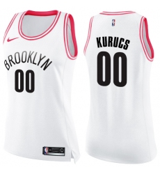 Women's Nike Brooklyn Nets #00 Rodions Kurucs Swingman White Pink Fashion NBA Jersey