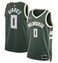 Men's Milwaukee Bucks #0 Brayden Burries Green 2026 Draft Icon Edition Stitched Basketball Jersey