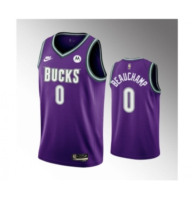 Men's Milwaukee Bucks #0 MarJon Beauchamp 2022-23 Purple Classic Edition Swingman Stitched Basketball Jersey