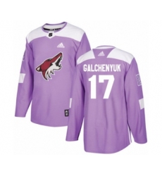 Youth Adidas Arizona Coyotes #17 Alex Galchenyuk Authentic Purple Fights Cancer Practice NHL Jersey