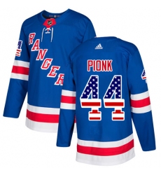 Men's Adidas New York Rangers #44 Neal Pionk Royal Blue Home Authentic USA Flag Stitched NHL Jersey