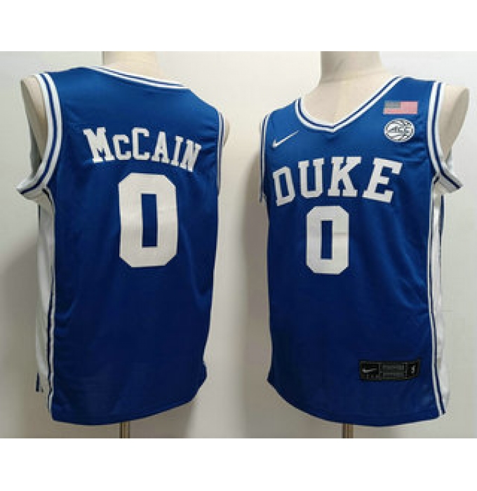 Men's Duke Blue Devils #0 Jared McCAIN Blue College Basketball Jersey