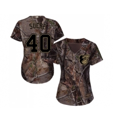 Women's Baltimore Orioles #40 Jesus Sucre Authentic Camo Realtree Collection Flex Base Baseball Jersey