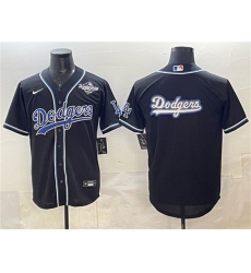Mens Los Angeles Dodgers Team Big Logo Black Fashion 2025 World Series Cool Base Stitched Baseball Jersey