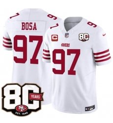 Men's San Francisco 49ers #97 Nick Bosa White 2026 F.U.S.E. With 80th Anniversary & 4-Star C Vapor Untouchable Limited Football Stitched Jersey