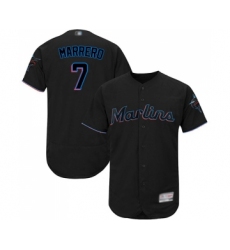 Men's Miami Marlins #7 Deven Marrero Black Alternate Flex Base Authentic Collection Baseball Jersey