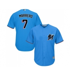 Men's Miami Marlins #7 Deven Marrero Replica Blue Alternate 1 Cool Base Baseball Jersey