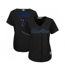 Women's Miami Marlins #7 Deven Marrero Replica Black Alternate 2 Cool Base Baseball Jersey
