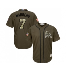 Youth Miami Marlins #7 Deven Marrero Authentic Green Salute to Service Baseball Jersey