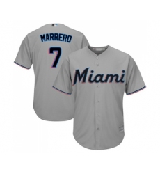 Youth Miami Marlins #7 Deven Marrero Replica Grey Road Cool Base Baseball Jersey