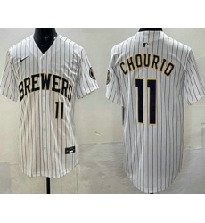 Men's Milwaukee Brewers #11 Jackson Chourio White Limited Jersey