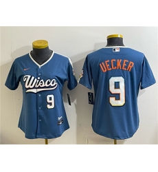 Women's Milwaukee Brewers #9 Bob Uecker Mineral Blue 2026 City Connect Stadium Stitched Baseball Jersey(Run Small)