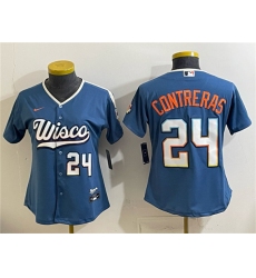 Youth Milwaukee Brewers #24 William Contreras Mineral Blue 2026 City Connect Stadium Stitched Baseball Jersey
