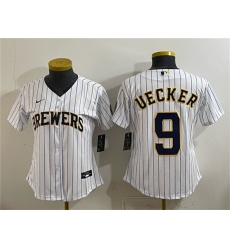 Youth Milwaukee Brewers #9 Bob Uecker White Cool Base Stitched Jersey
