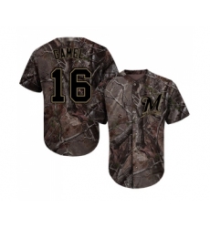 Men's Milwaukee Brewers #16 Ben Gamel Authentic Camo Realtree Collection Flex Base Baseball Jersey