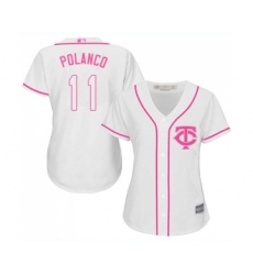 Women's Minnesota Twins #11 Jorge Polanco Replica White Fashion Cool Base Baseball Jersey