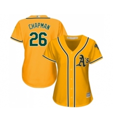 Women's Oakland Athletics #26 Matt Chapman Replica Gold Alternate 2 Cool Base Baseball Jersey