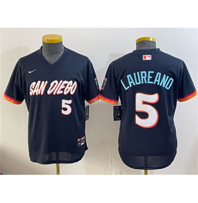 Youth San Diego Padres #5 Ramón Laureano Obsidian 2026 City Connect Stadium Stitched Baseball Jersey