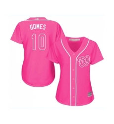 Women's Washington Nationals #10 Yan Gomes Replica Pink Fashion Cool Base Baseball Jersey