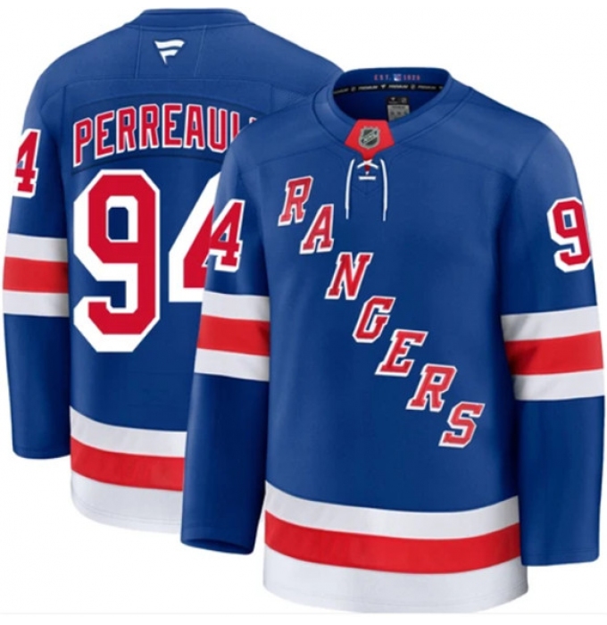 Men's New York Rangers #94 Gabe Perreault Royal Home Stitched Hockey Jersey