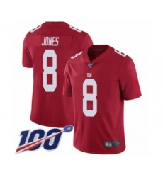 Men's New York Giants #8 Daniel Jones Red Limited Red Inverted Legend 100th Season Football Jersey