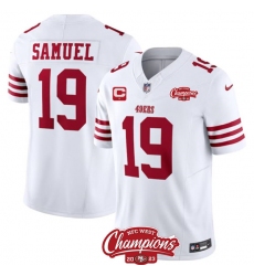 Men's San Francisco 49ers #19 Deebo Samuel White 2023 F.U.S.E. With 1-star C And NFC West Champions Football Stitched Jersey