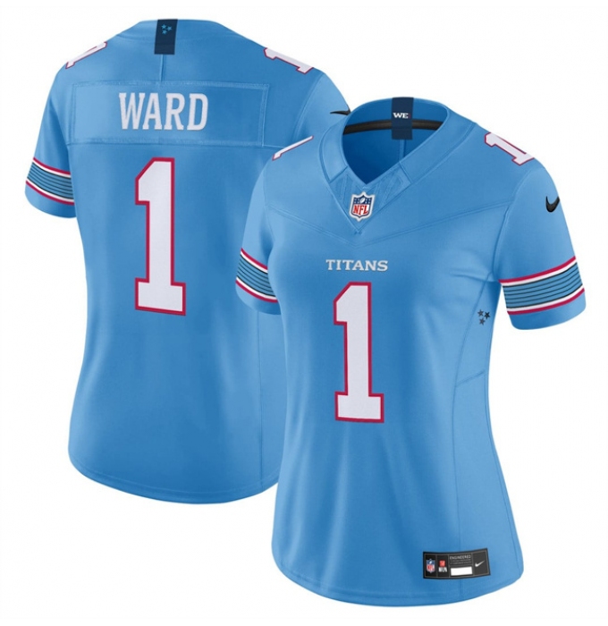 Women's Tennessee Titans #1 Cameron Ward Light Blue 2026 F.U.S.E. Vapor Limited Stitched Football Jersey(Run Small)
