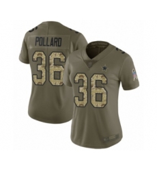 Women's Dallas Cowboys #36 Tony Pollard Limited Olive Camo 2017 Salute to Service Football Jersey