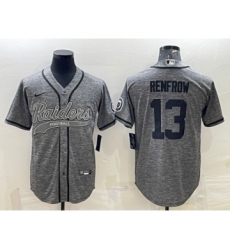 Men's Las Vegas Raiders #13 Hunter Renfrow Gray With Patch Cool Base Stitched Baseball Jersey