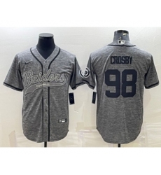 Men's Las Vegas Raiders #98 Maxx Crosby Gray With Patch Cool Base Stitched Baseball Jersey