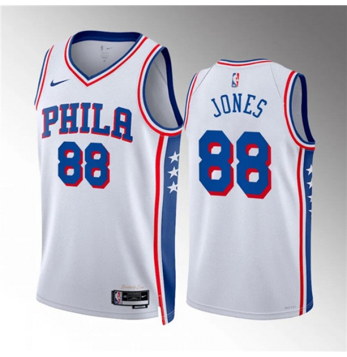 Men's Philadelphia 76ers #88 Kai Jones White Association Edition Stitched Jersey