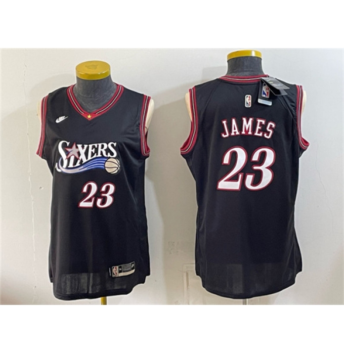 Women's Philadelphia 76ers #23 LeBron James Black 2026 Classic Edition Stitched Basketball Jersey(Run Small)