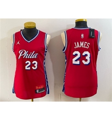 Women's Philadelphia 76ers #23 LeBron James Red 2026 Statement Edition Stitched Basketball Jersey(Run Small)