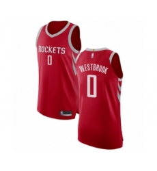 Men's Houston Rockets #0 Russell Westbrook Authentic Red Basketball Jersey - Icon Edition