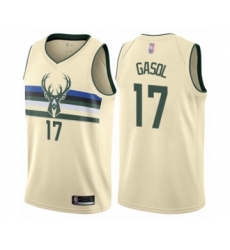 Youth Milwaukee Bucks #17 Pau Gasol Swingman Cream Basketball Jersey - City Edition