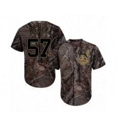Men's Cleveland Indians #57 Shane Bieber Authentic Camo Realtree Collection Flex Base Baseball Jersey