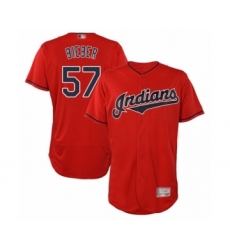Men's Cleveland Indians #57 Shane Bieber Scarlet Alternate Flex Base Authentic Collection Baseball Jersey