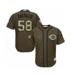 Men's Cincinnati Reds #58 Luis Castillo Authentic Green Salute to Service Baseball Jersey