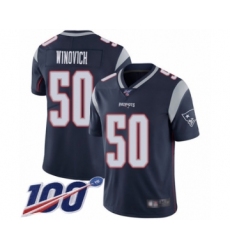 Youth New England Patriots #50 Chase Winovich Navy Blue Team Color Vapor Untouchable Limited Player 100th Season Football Jersey