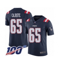 Men's New England Patriots #65 Yodny Cajuste Limited Navy Blue Rush Vapor Untouchable 100th Season Football Jersey
