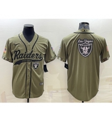 Men's Las Vegas Raiders Olive Salute to Service Team Big Logo Cool Base Stitched Baseball Jersey