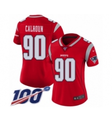 Women's New England Patriots #90 Shilique Calhoun Limited Red Inverted Legend 100th Season Football Jersey