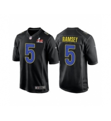 Men's Los Angeles Rams #5 Jalen Ramsey Black 2022 Super Bowl LVI Game Stitched Jersey