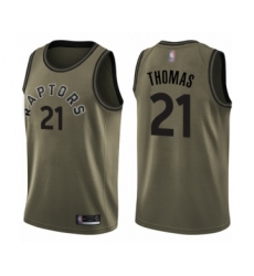 Youth Toronto Raptors #21 Matt Thomas Swingman Green Salute to Service Basketball Jersey