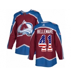 Youth Colorado Avalanche #41 Pierre-Edouard Bellemare Authentic Burgundy Red USA Flag Fashion Hockey Jerseye
