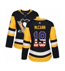 Women's Pittsburgh Penguins #19 Jared McCann Authentic Black USA Flag Fashion Hockey Jersey