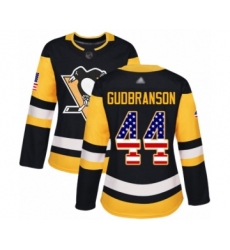 Women's Pittsburgh Penguins #44 Erik Gudbranson Authentic Black USA Flag Fashion Hockey Jersey