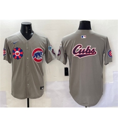 Men's Chicago Cubs Team Big Logo Gray 2025 Tokyo Series Limited Stitched Baseball Jersey